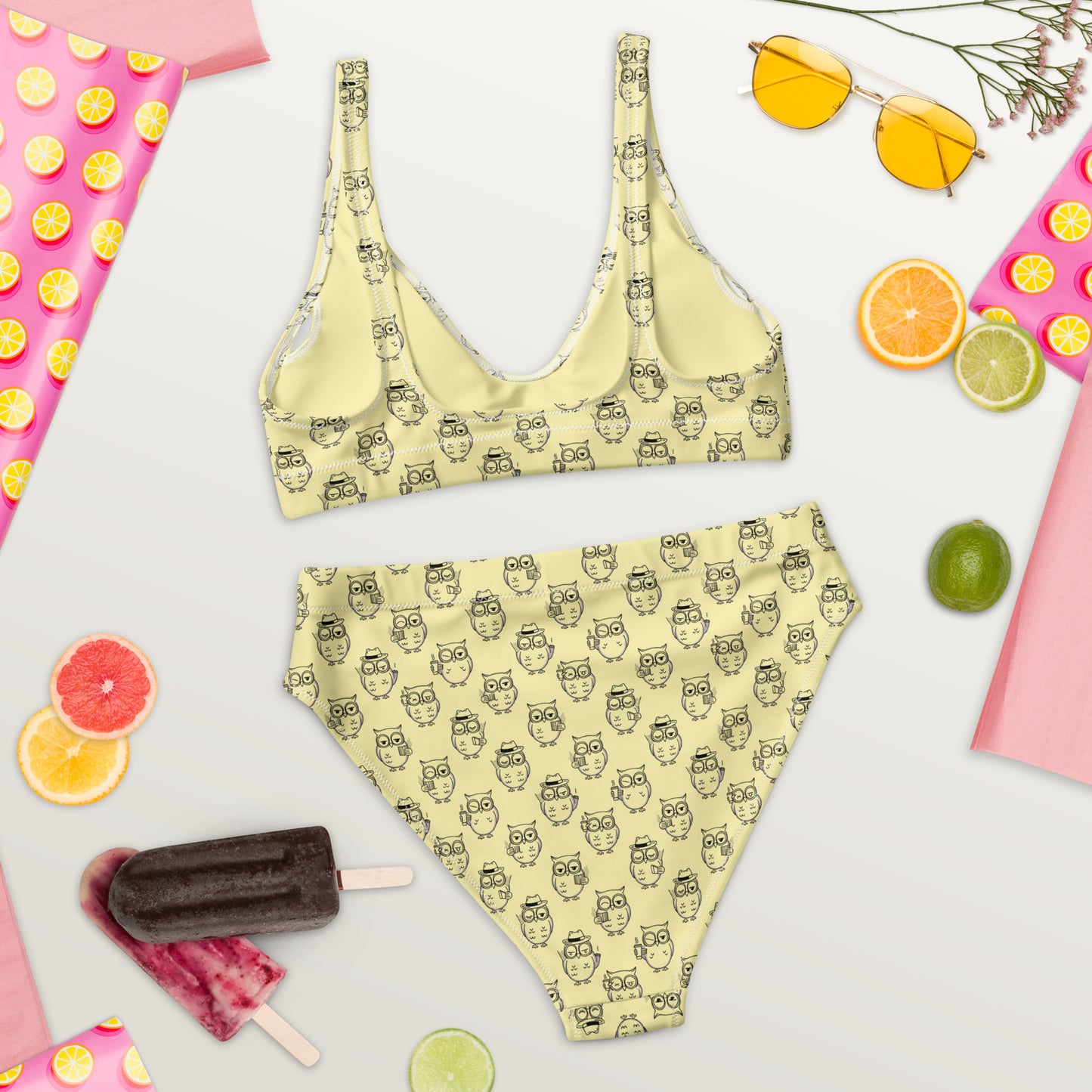 Owl-Themed Recycled High-Waisted Bikini – Eco-Friendly & Stylish - Dudeily