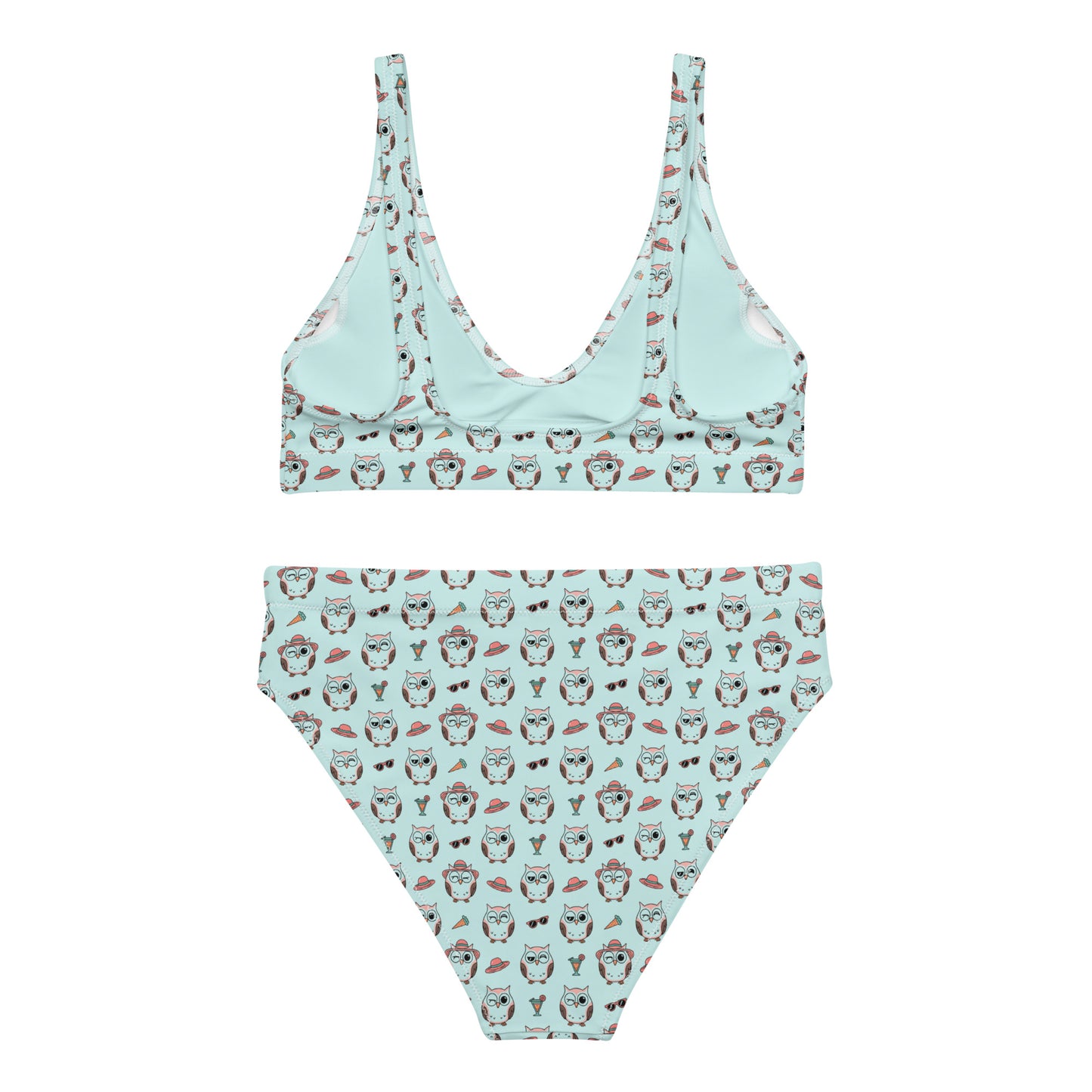Owl Print Recycled High-Waisted Bikini – Eco-Friendly & Stylish - Dudeily