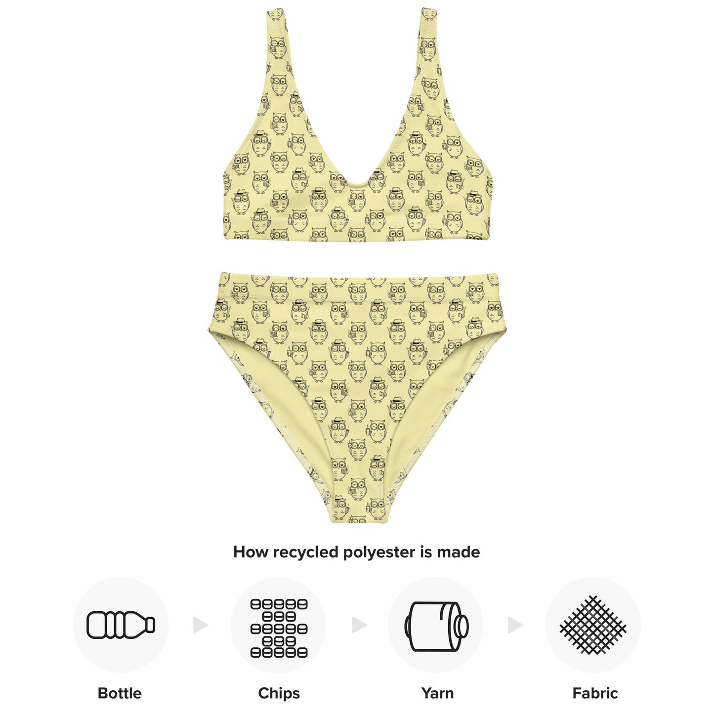 Owl-Themed Recycled High-Waisted Bikini – Eco-Friendly & Stylish - Dudeily