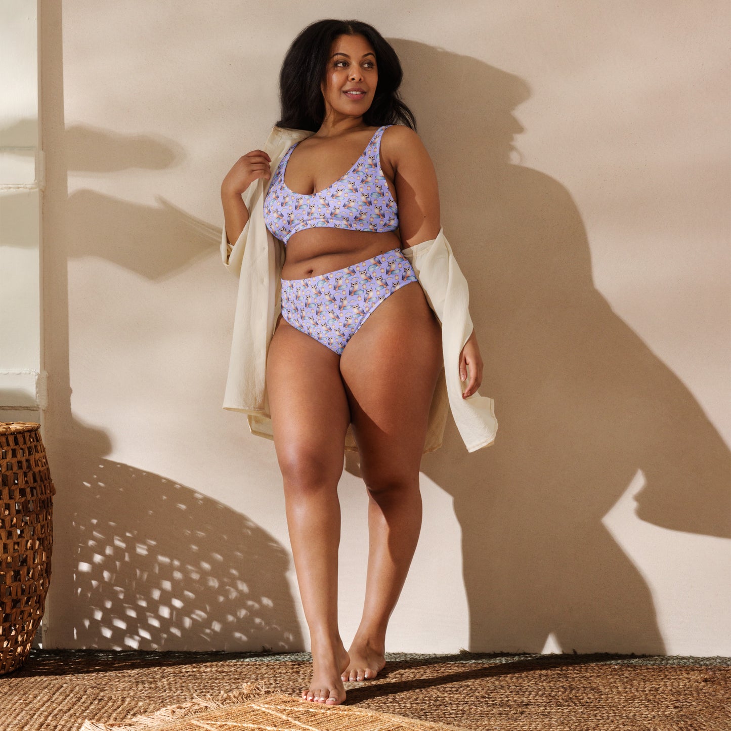 Owl-Themed Recycled High-Waisted Bikini – Sustainable & Eco-Friendly - Dudeily