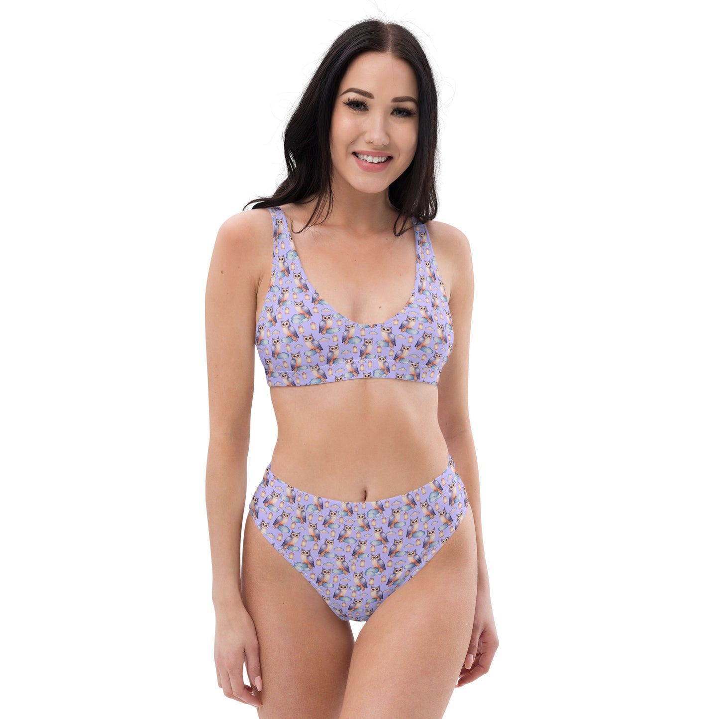 Owl-Themed Recycled High-Waisted Bikini – Sustainable & Eco-Friendly - Dudeily