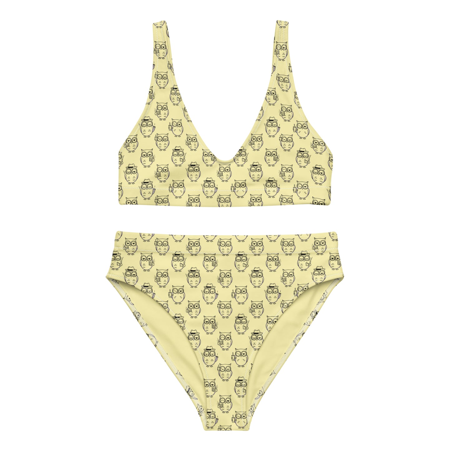 Owl-Themed Recycled High-Waisted Bikini – Eco-Friendly & Stylish - Dudeily