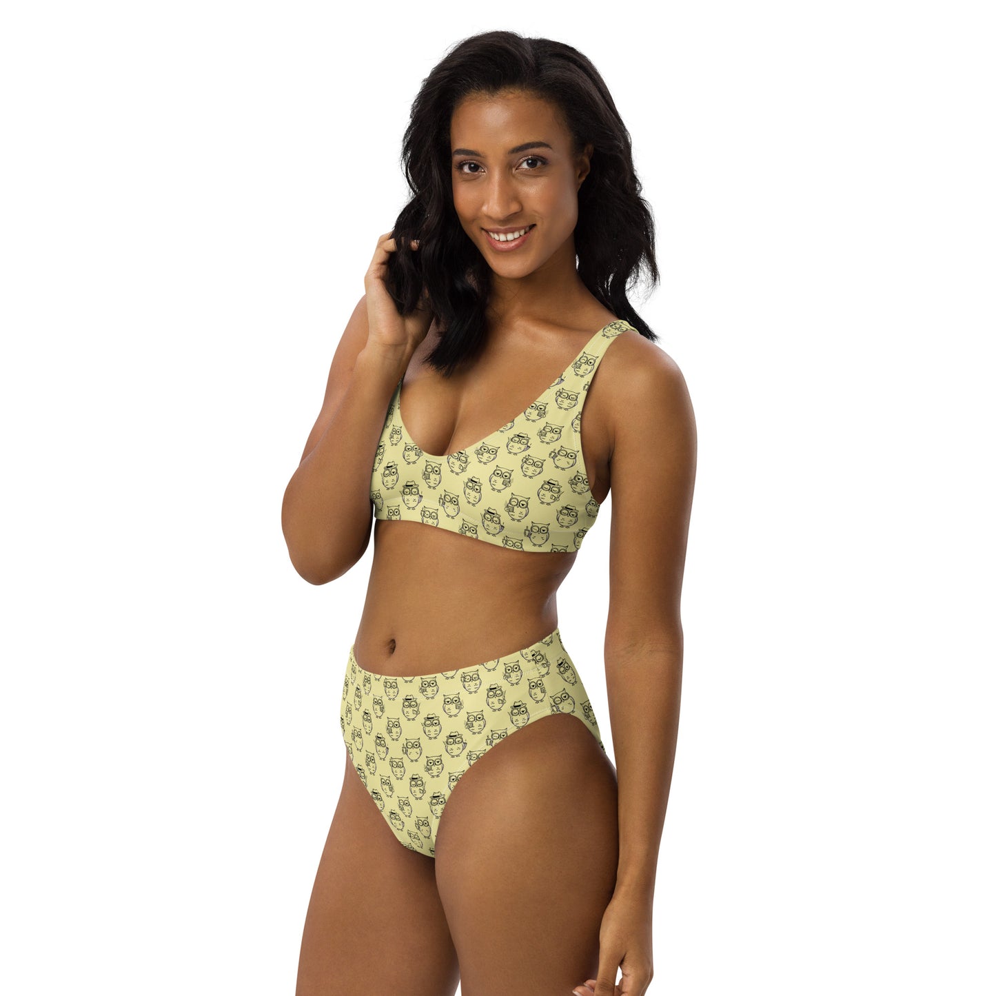 Owl-Themed Recycled High-Waisted Bikini – Eco-Friendly & Stylish - Dudeily
