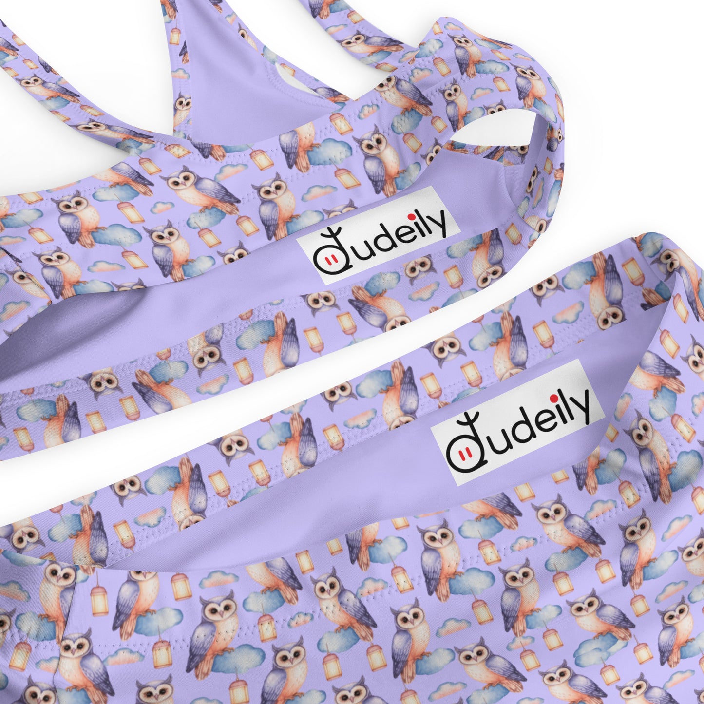 Owl-Themed Recycled High-Waisted Bikini – Sustainable & Eco-Friendly - Dudeily