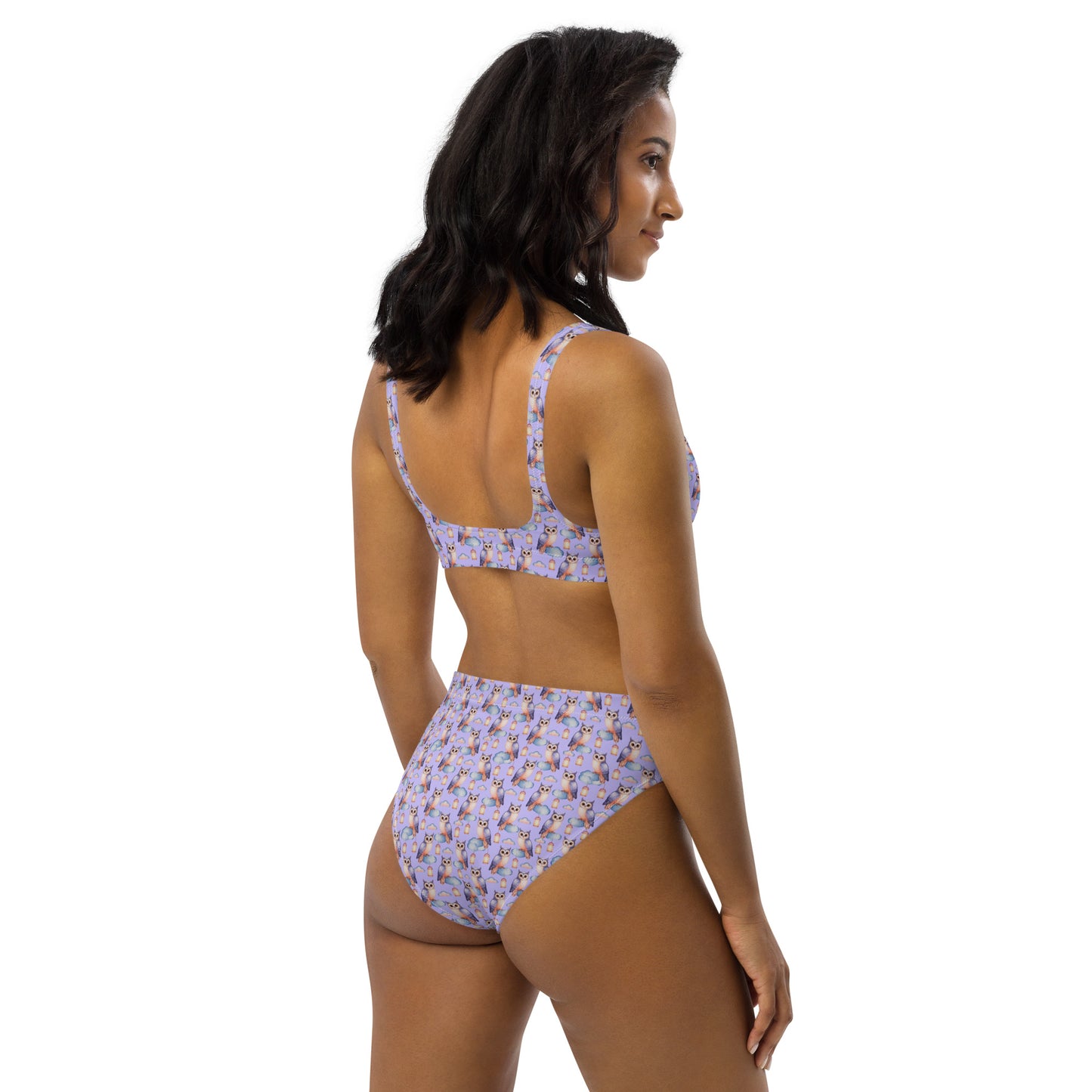 Owl-Themed Recycled High-Waisted Bikini – Sustainable & Eco-Friendly - Dudeily