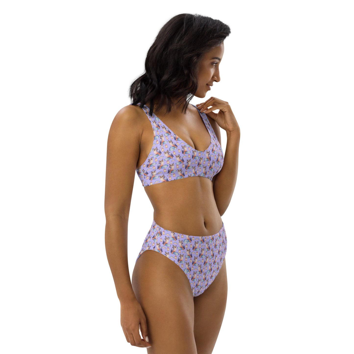 Owl-Themed Recycled High-Waisted Bikini – Sustainable & Eco-Friendly - Dudeily