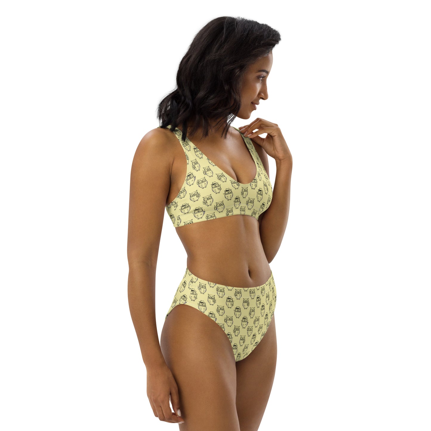 Owl-Themed Recycled High-Waisted Bikini – Eco-Friendly & Stylish - Dudeily