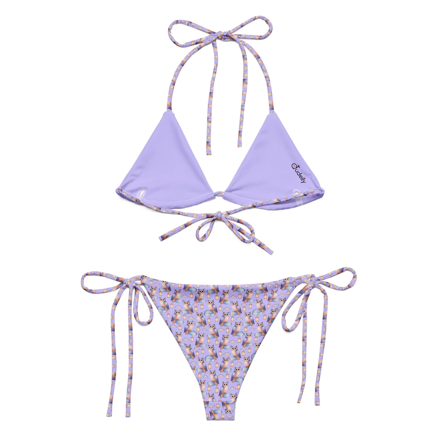 Owl-Themed All-Over Print Recycled String Bikini – Sustainable Fashion - Dudeily