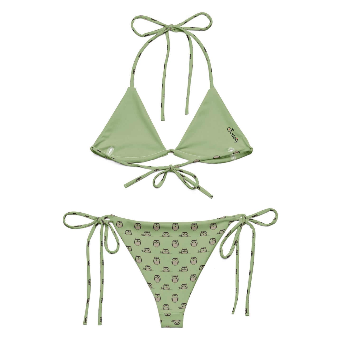Owl-Themed All-Over Print Recycled String Bikini – Sustainable Fashion - Dudeily