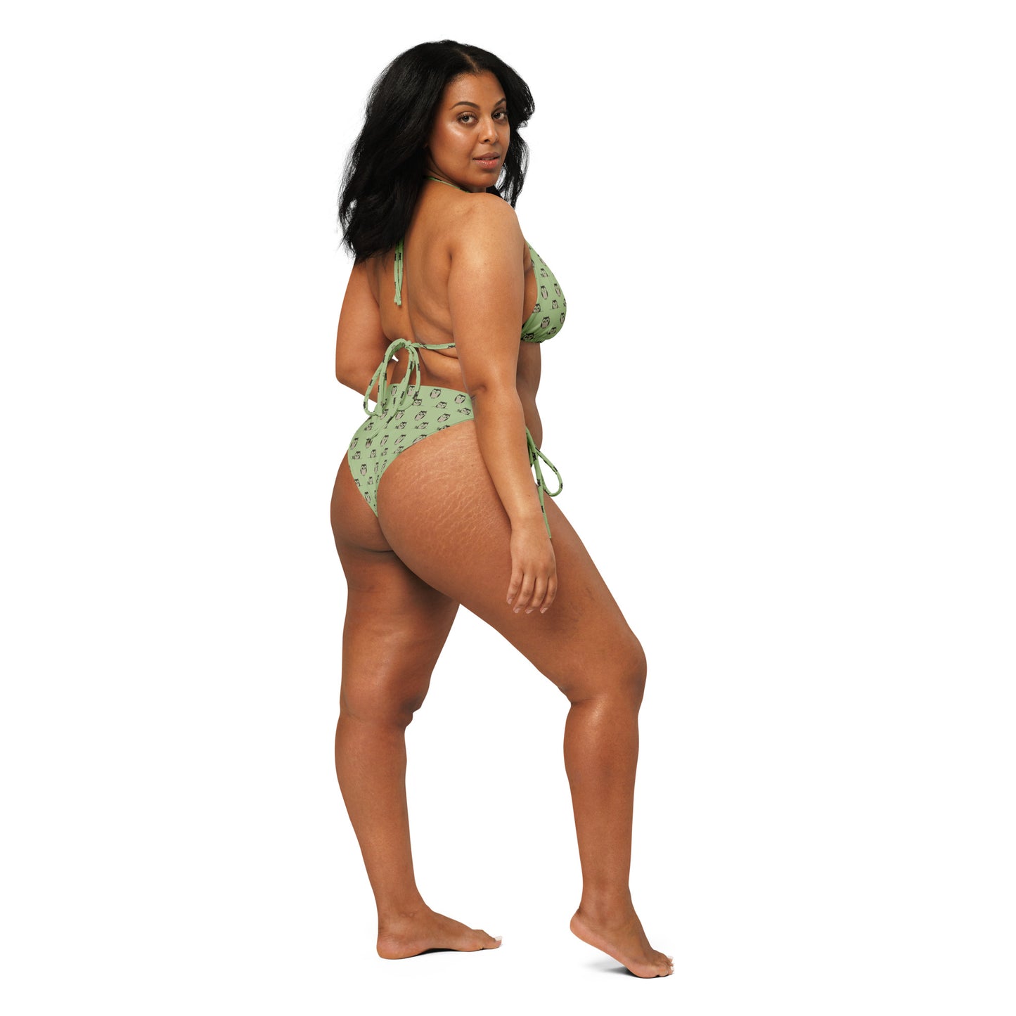 Owl-Themed All-Over Print Recycled String Bikini – Sustainable Fashion - Dudeily