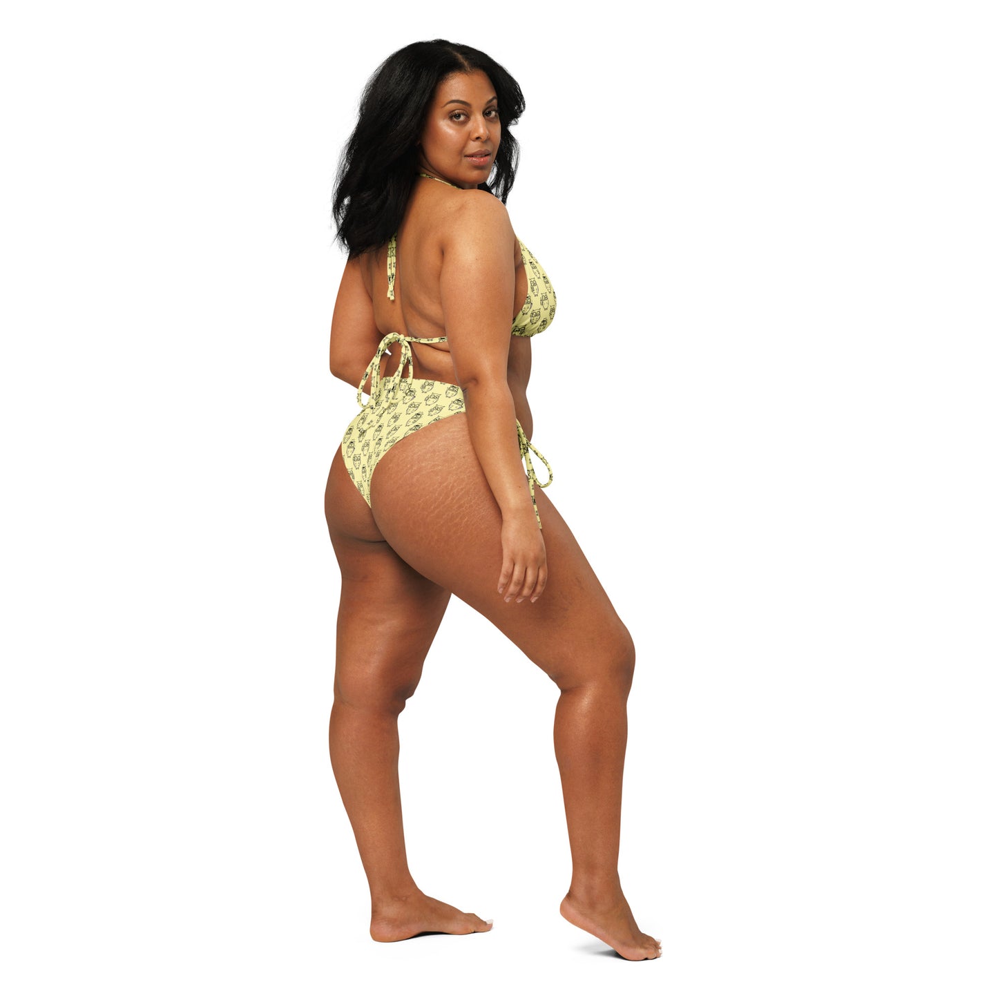 Owl-Themed All-Over Print Recycled String Bikini – Eco-Friendly Fashion - Dudeily