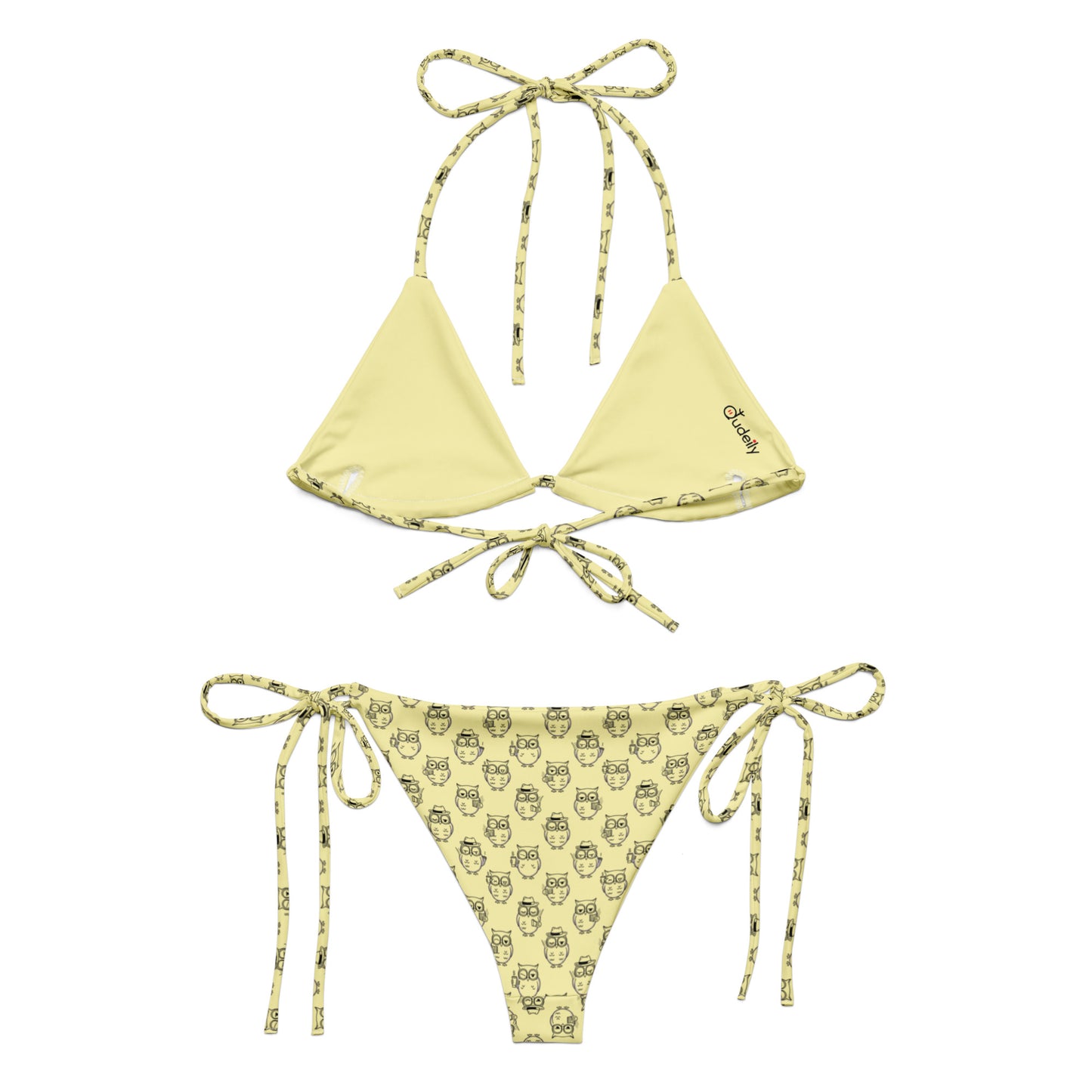 Owl-Themed All-Over Print Recycled String Bikini – Eco-Friendly Fashion - Dudeily