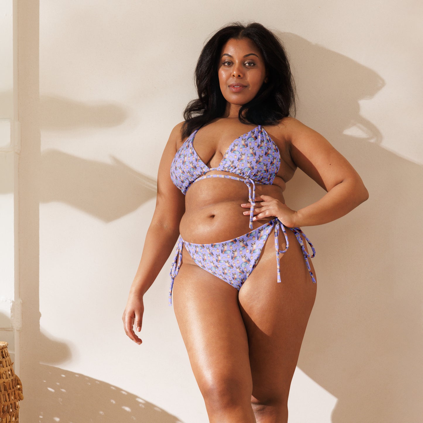 Owl-Themed All-Over Print Recycled String Bikini – Sustainable Fashion - Dudeily