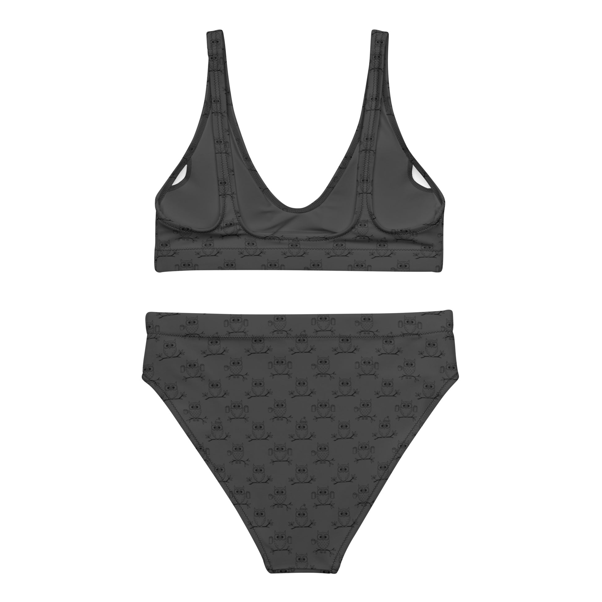 Recycled High-Waisted Bikini – Eco-Friendly Swimwear for owl Lovers - Dudeily