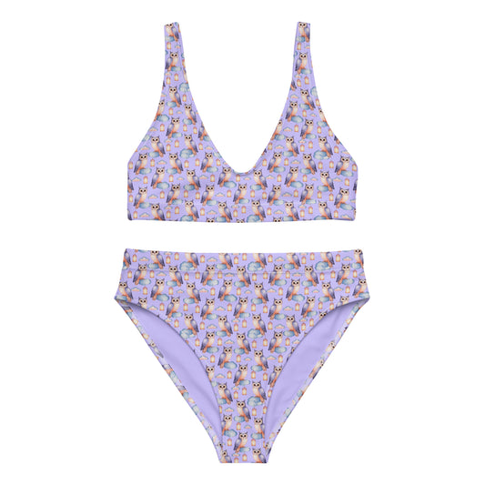 Owl-Themed Recycled High-Waisted Bikini – Sustainable & Eco-Friendly - Dudeily