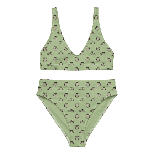 Owl-Themed Recycled High-Waisted Bikini – Sustainable & Stylish - Dudeily