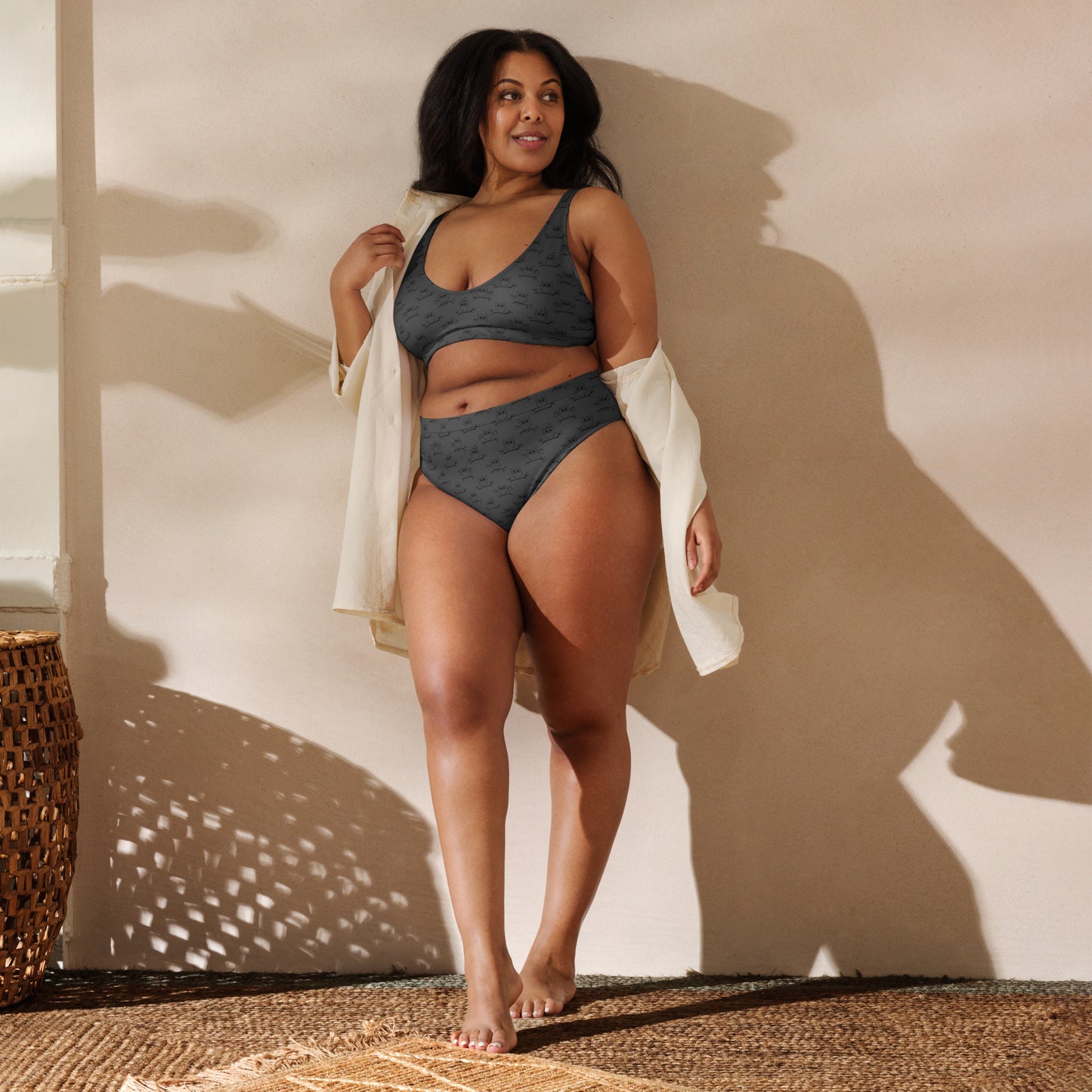 Recycled High-Waisted Bikini – Eco-Friendly Swimwear for owl Lovers - Dudeily
