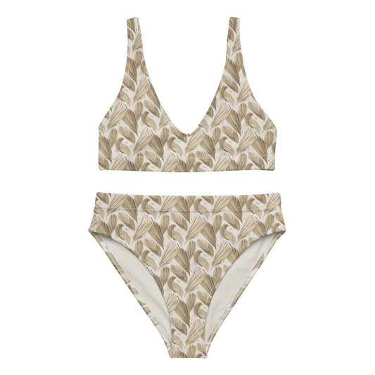 Recycled High-Waisted Bikini – Eco-Friendly Owl Print Swimwear - Dudeily
