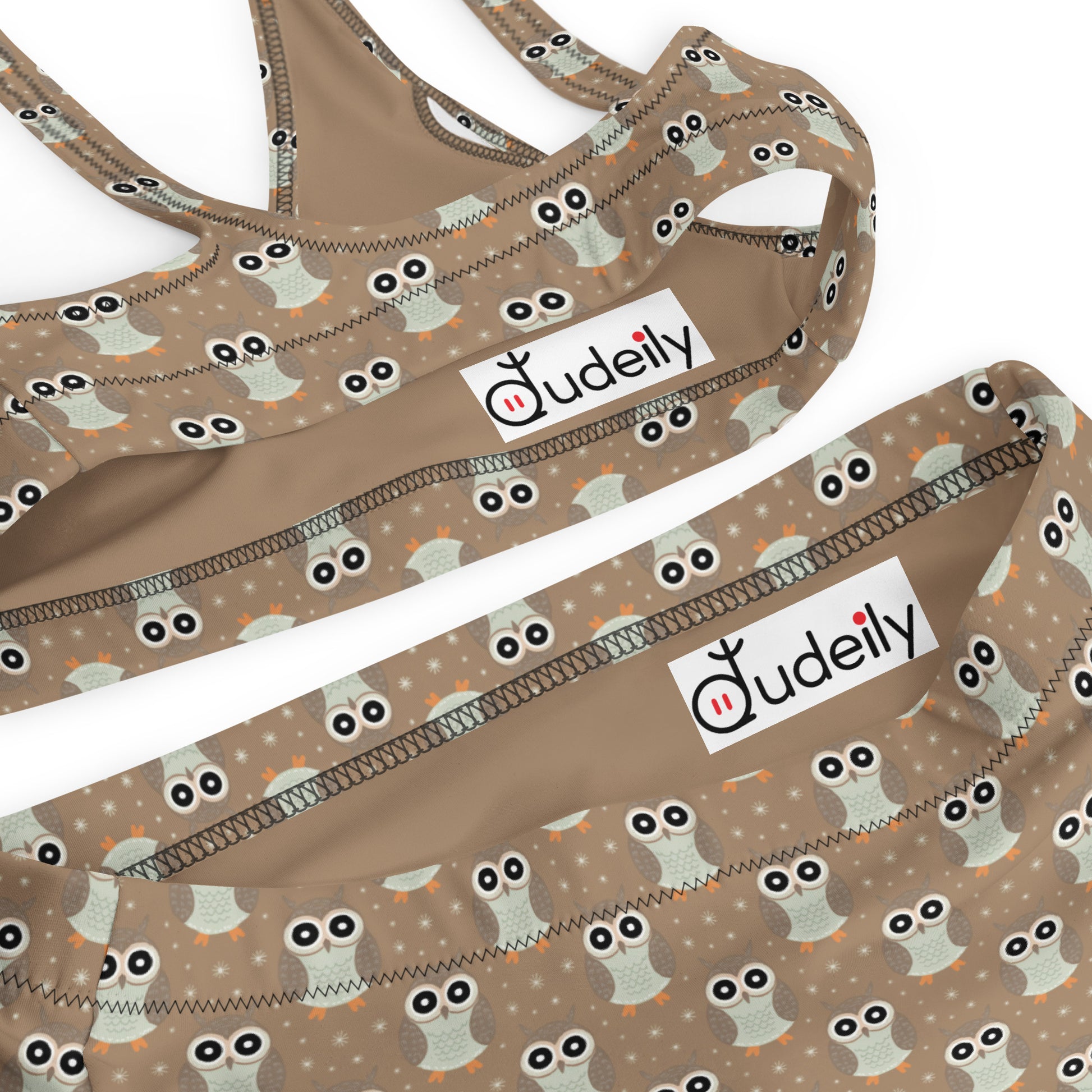 Recycled High-Waisted Bikini – Eco-Friendly Owl Print Swimwear - Dudeily