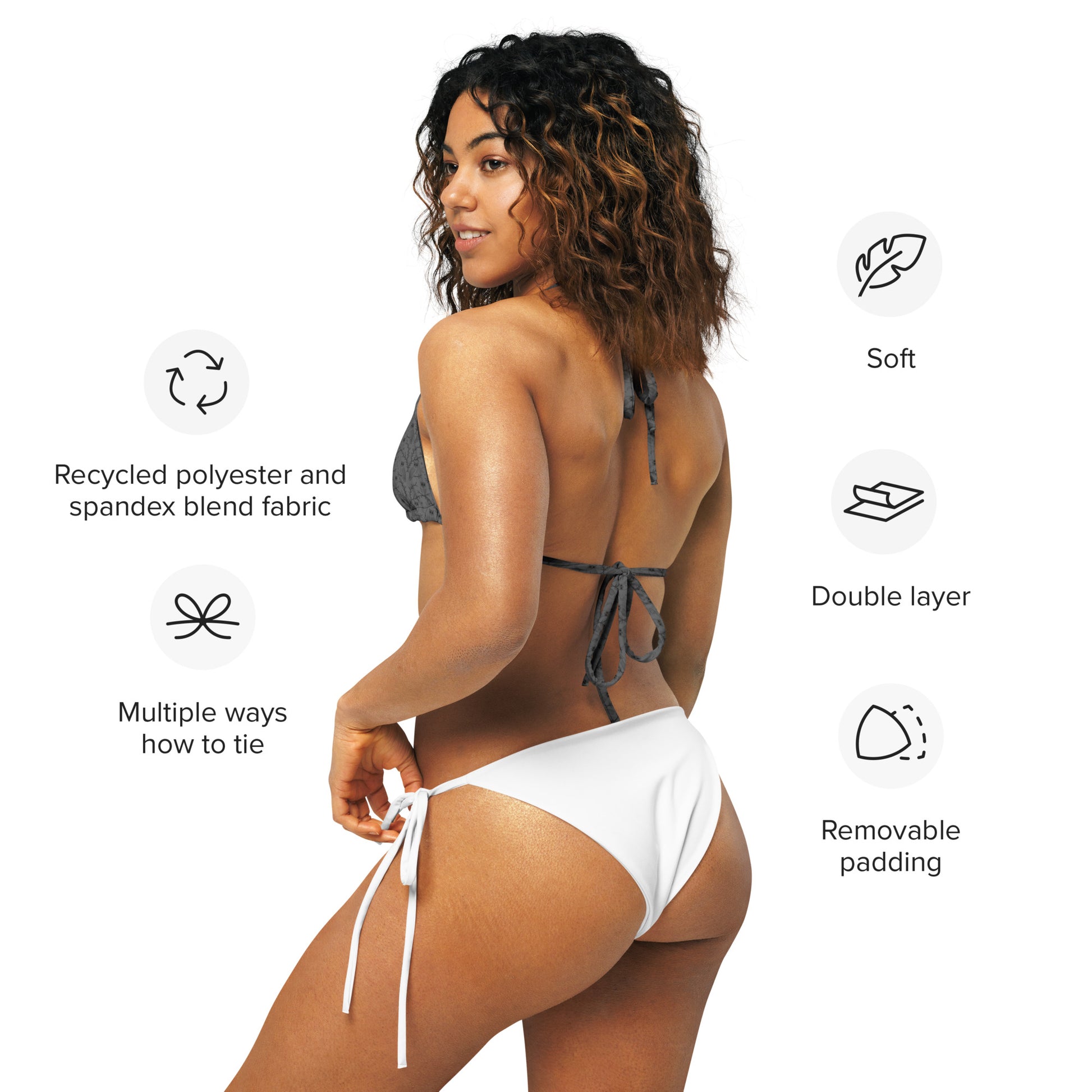 All-over Print Recycled String Bikini Top - Eco-Friendly Swimwear - Dudeily