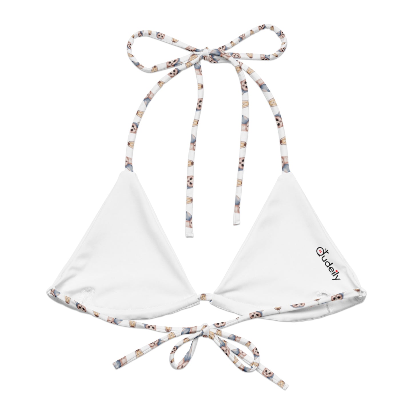 All-Over Print Recycled String Bikini Top – Eco-Friendly Owl Swimwear - Dudeily