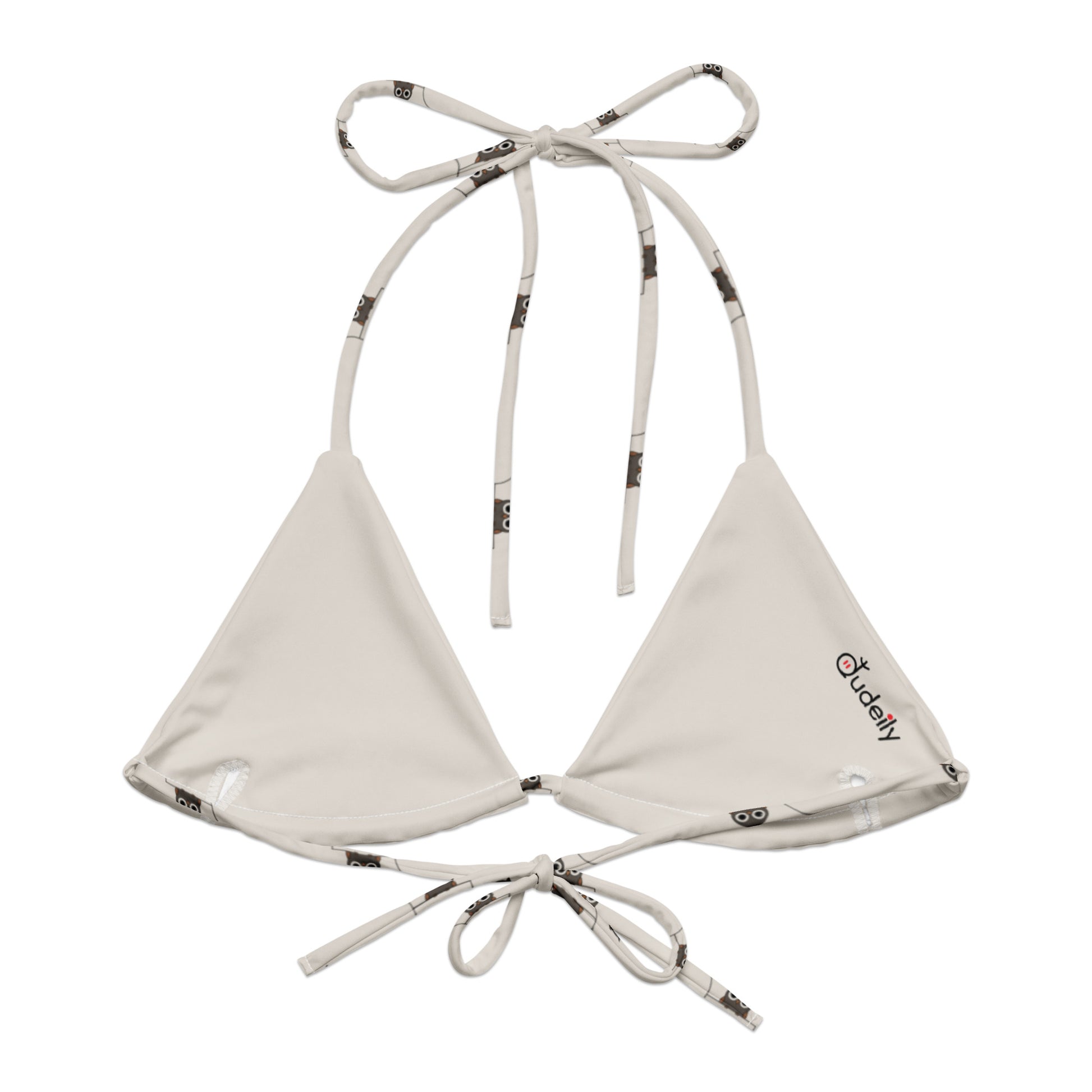 All-Over Print Recycled String Bikini Top – Eco-Friendly Owl Swimwear - Dudeily