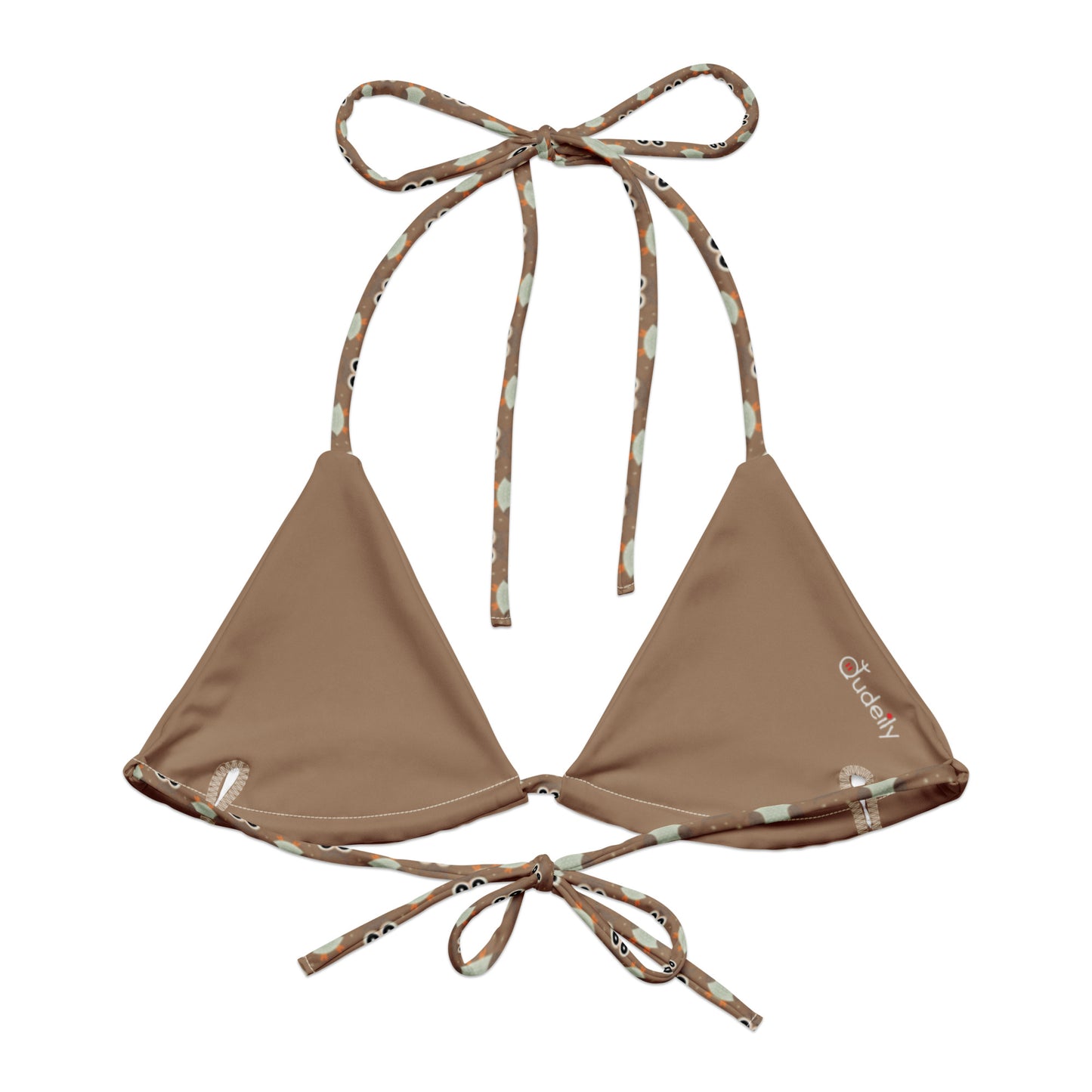 All-Over Print Eco-Friendly Bikini Top - Recycled String Owl Swimwear - Dudeily