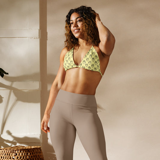 Owl-Themed All-Over Print Recycled String Bikini Top – Eco Chic - Dudeily