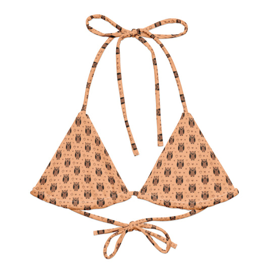 All-Over Print Recycled String Bikini Top – Eco-Friendly Owl Swimwear - Dudeily