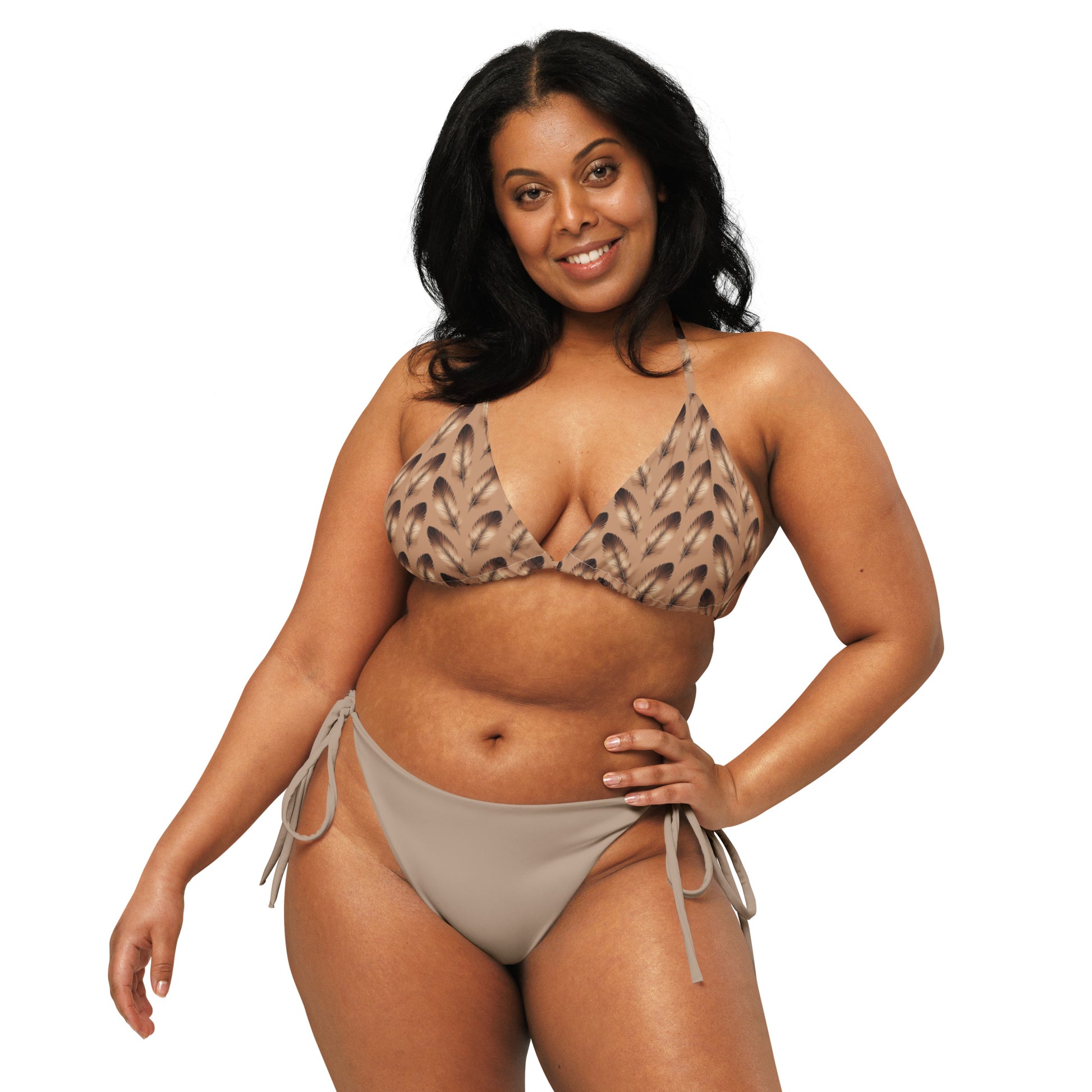 All-Over Print Recycled String Bikini Top – Eco-Friendly Owl Swimwear - Dudeily