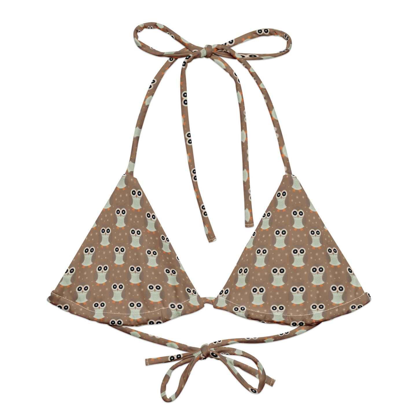 All-Over Print Eco-Friendly Bikini Top - Recycled String Owl Swimwear - Dudeily