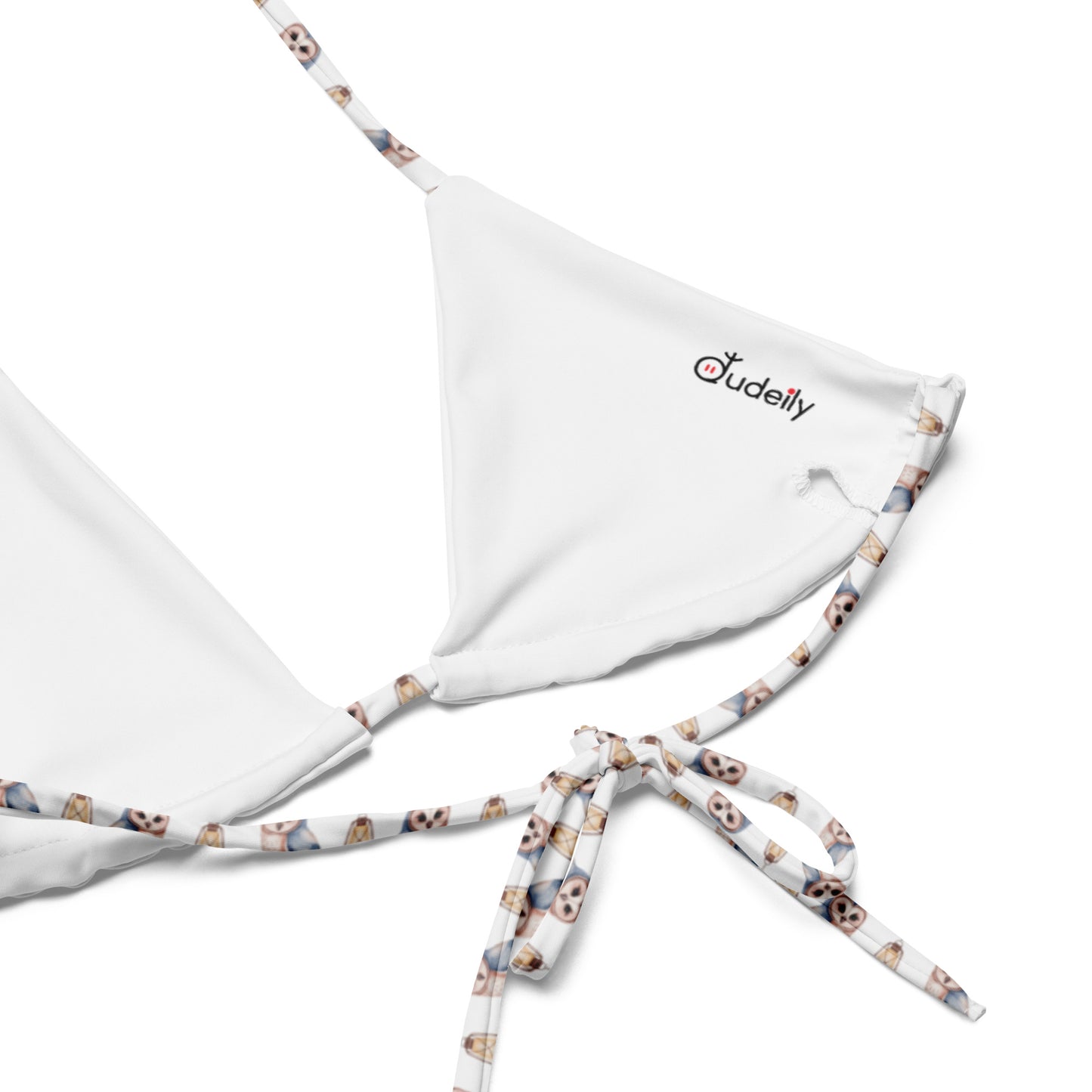 All-Over Print Recycled String Bikini Top – Eco-Friendly Owl Swimwear - Dudeily
