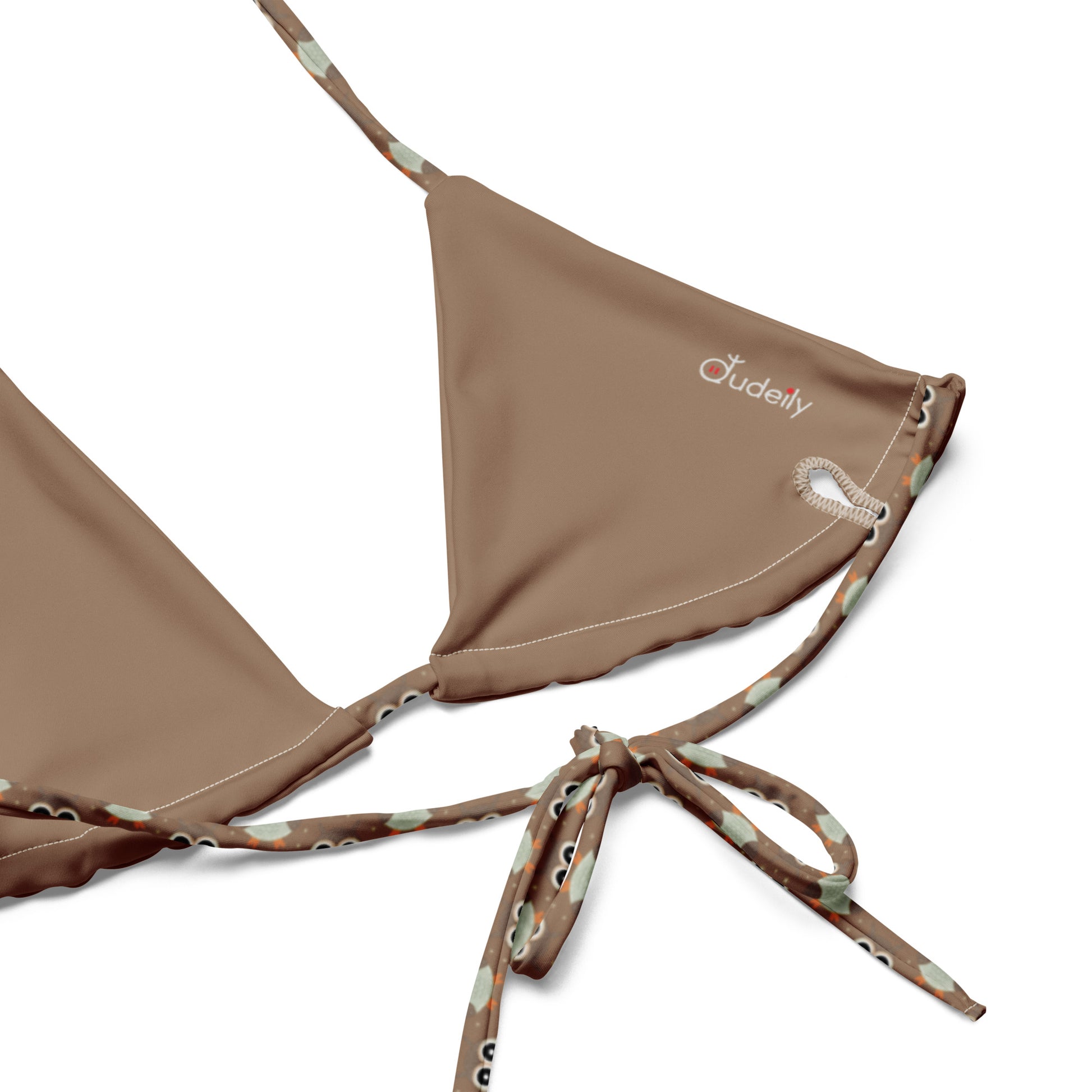 All-Over Print Eco-Friendly Bikini Top - Recycled String Owl Swimwear - Dudeily