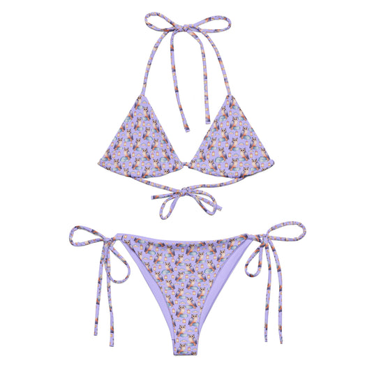 Owl-Themed All-Over Print Recycled String Bikini – Sustainable Fashion - Dudeily