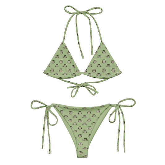 Owl-Themed All-Over Print Recycled String Bikini – Sustainable Fashion - Dudeily