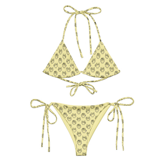 Owl-Themed All-Over Print Recycled String Bikini – Eco Chic - Dudeily