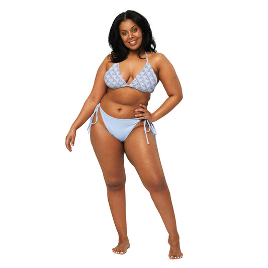 Owl Print All-Over Recycled String Bikini – Eco-Friendly & Stylish - Dudeily