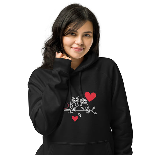 Owl-Themed Unisex Eco Raglan Hoodie | Stylish & Sustainable Apparel - Dudeily