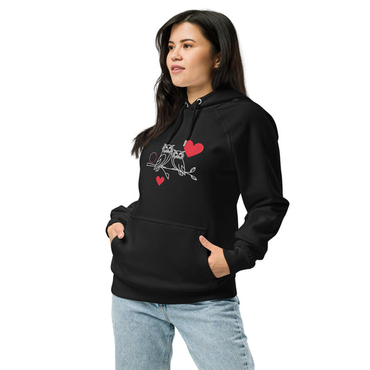 Owl-Themed Unisex Eco Raglan Hoodie | Stylish & Sustainable Apparel - Dudeily