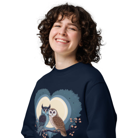Owl-Themed Unisex Eco Sweatshirt | Sustainable & Cozy Fashion - Dudeily