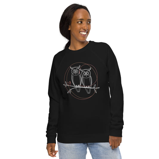 Unisex Organic Raglan Sweatshirt | Owl-Themed Sustainable & Stylish - Dudeily