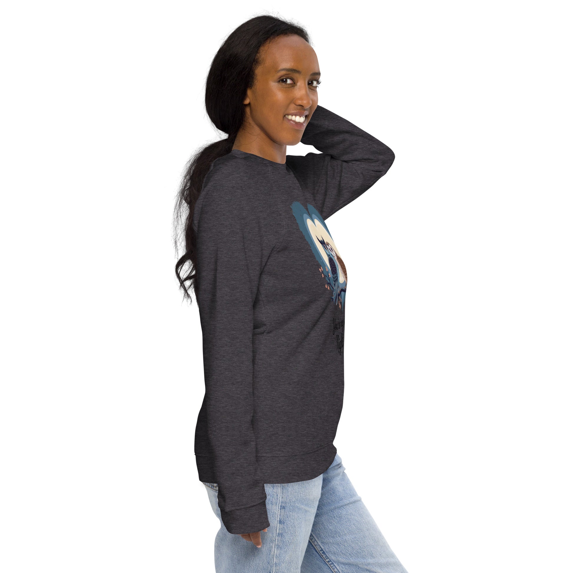 Owl-Themed Unisex Organic Raglan Sweatshirt | Sustainable Comfort - Dudeily