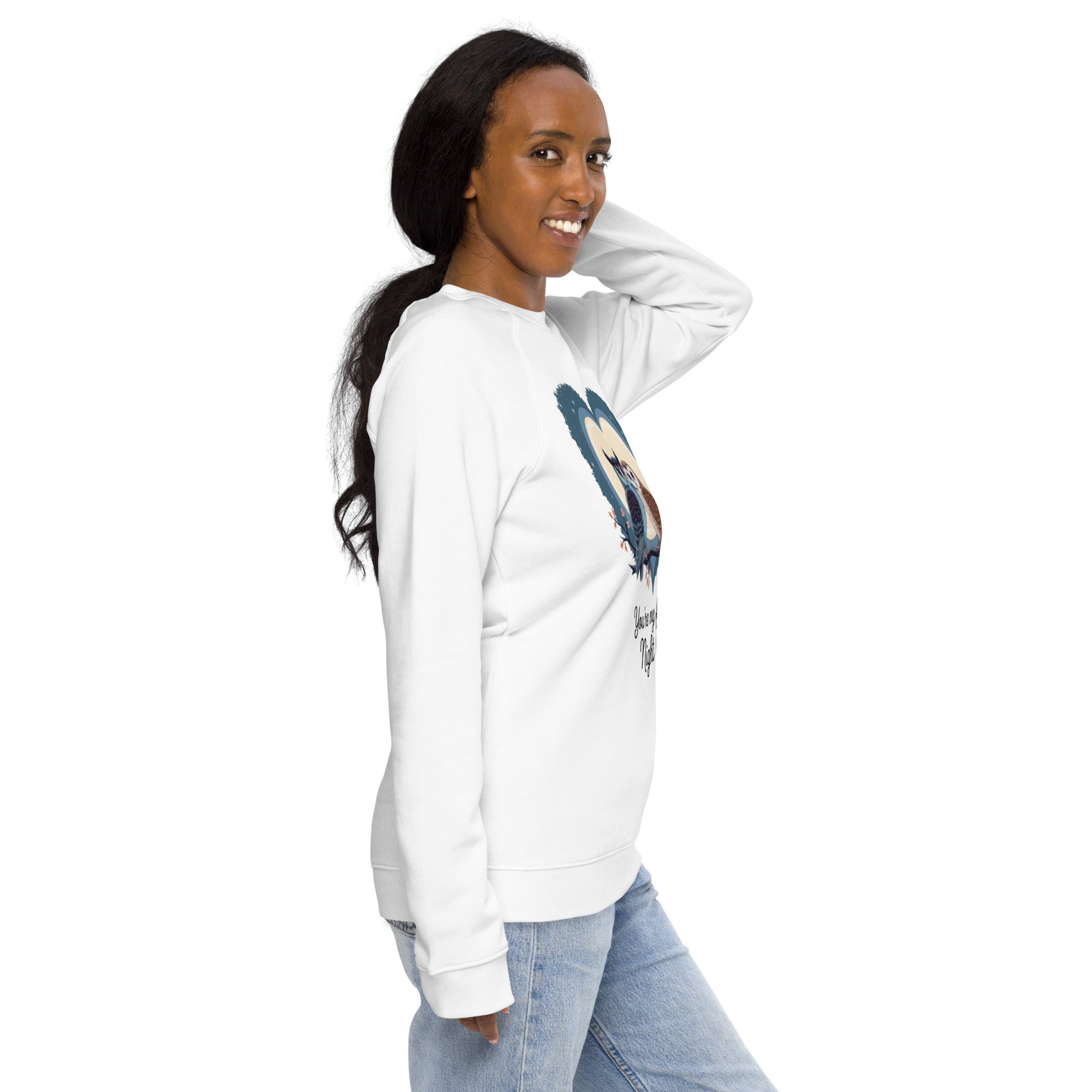 Owl-Themed Unisex Organic Raglan Sweatshirt | Sustainable Comfort - Dudeily