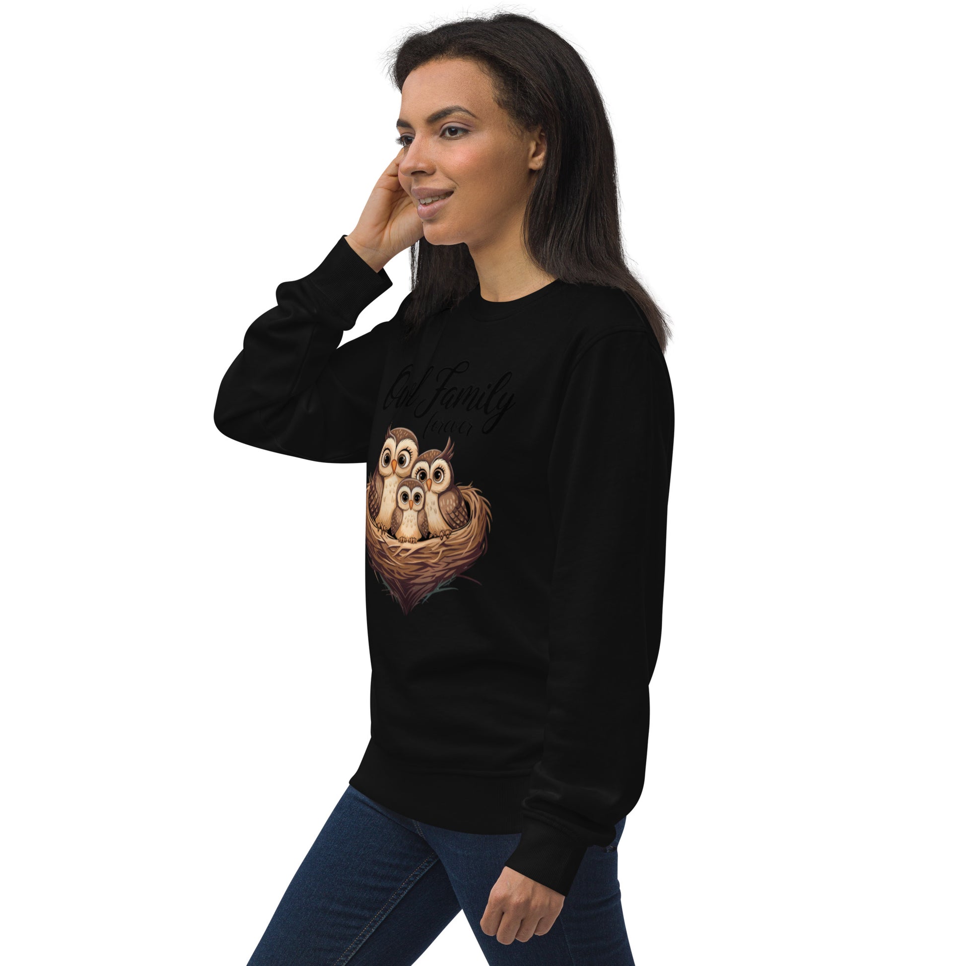 Owl-Themed Unisex Organic Sweatshirt | Eco-Friendly & Stylish - Dudeily