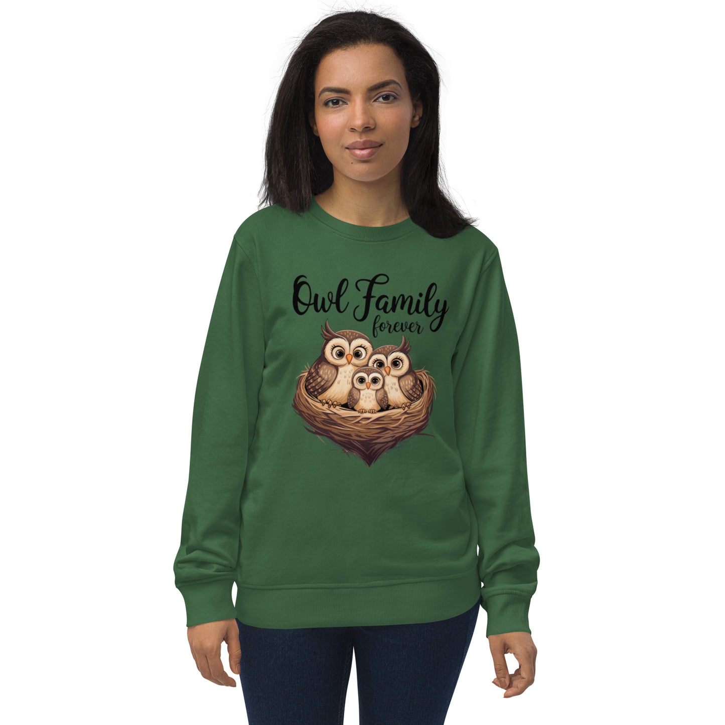 Owl-Themed Unisex Organic Sweatshirt | Eco-Friendly & Stylish - Dudeily